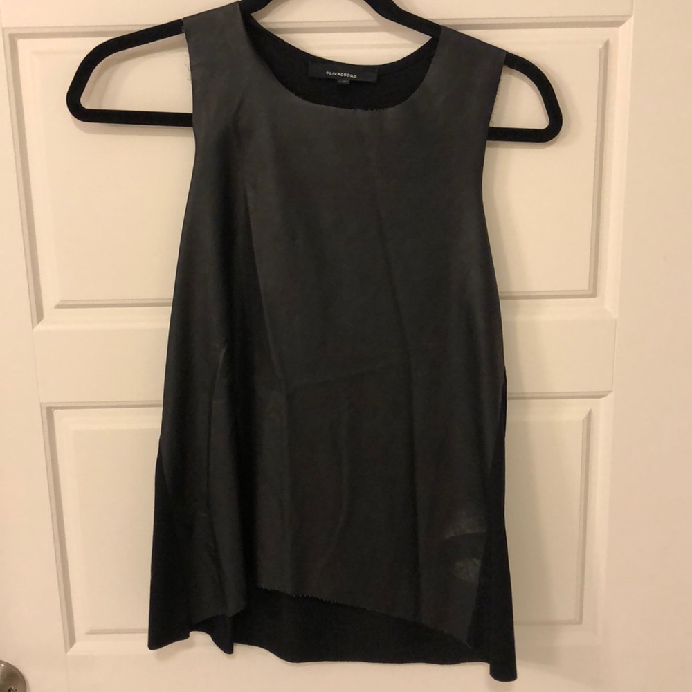 Black Tank Top, Pleather Front